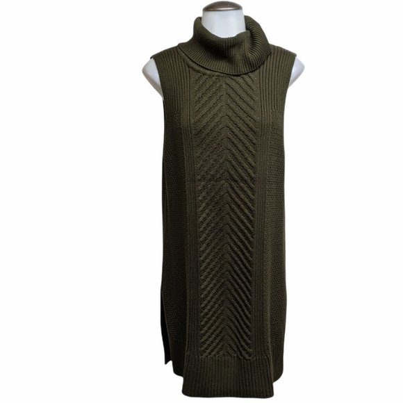AB Studio Tops - AB Studio Sleeveless Knit Turtleneck Tunic Dress L Olive Green